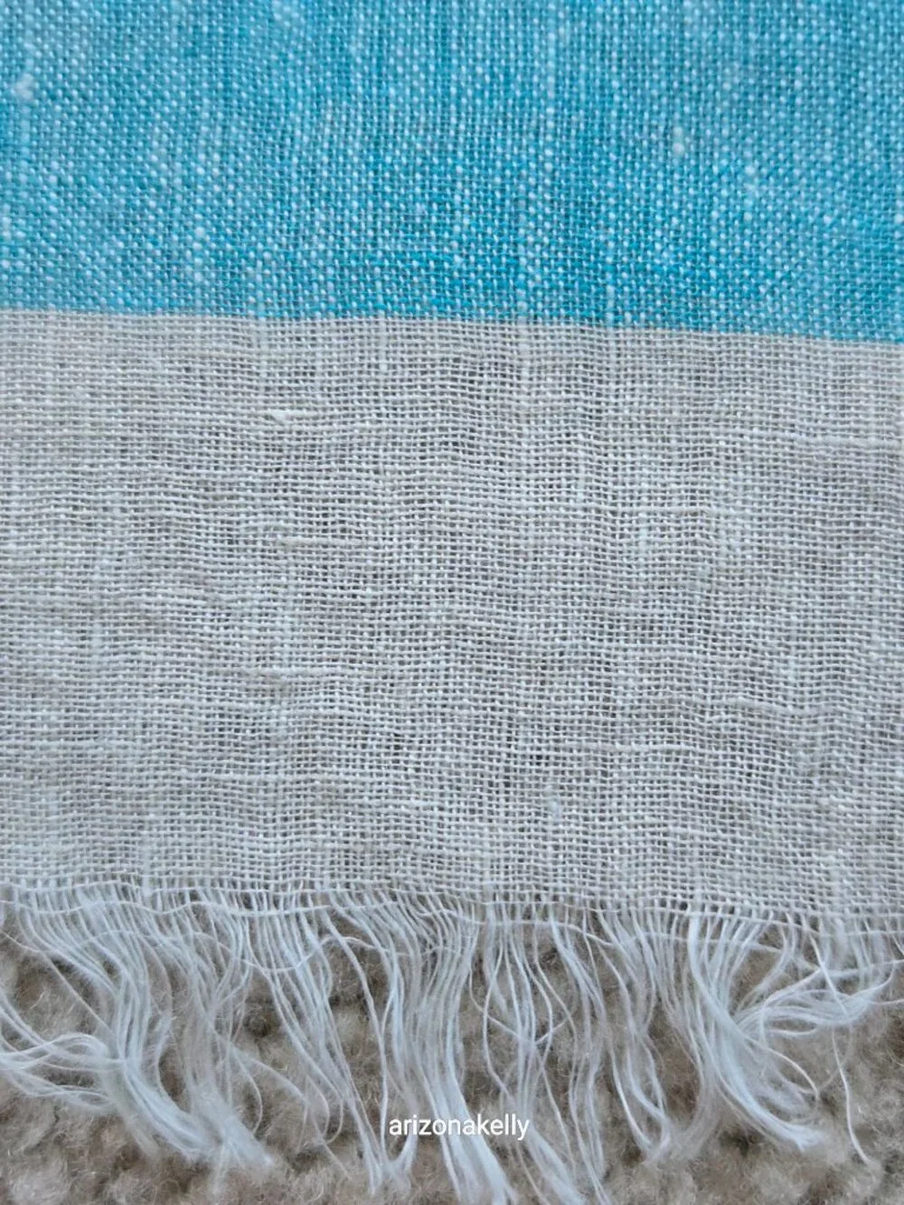 NWOT Linen Scarf Italy Bottega Positano Blue & White Stripe